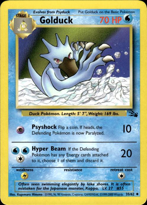 Pokemon Golduck 35/62 Fossil Uncommon Near Mint