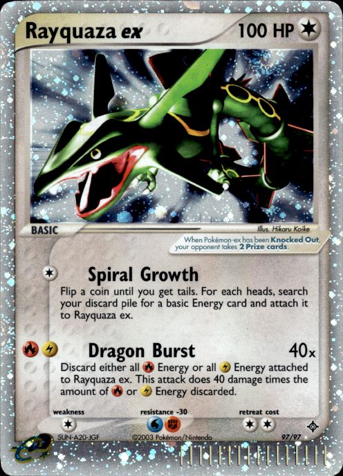 Rayquaza ex 97/97 Holo Rare EX Dragon Pokemon Heavily Played