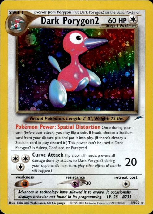 Pokemon Dark Porygon2 8/105 Neo Destiny Holo Rare Lightly Played