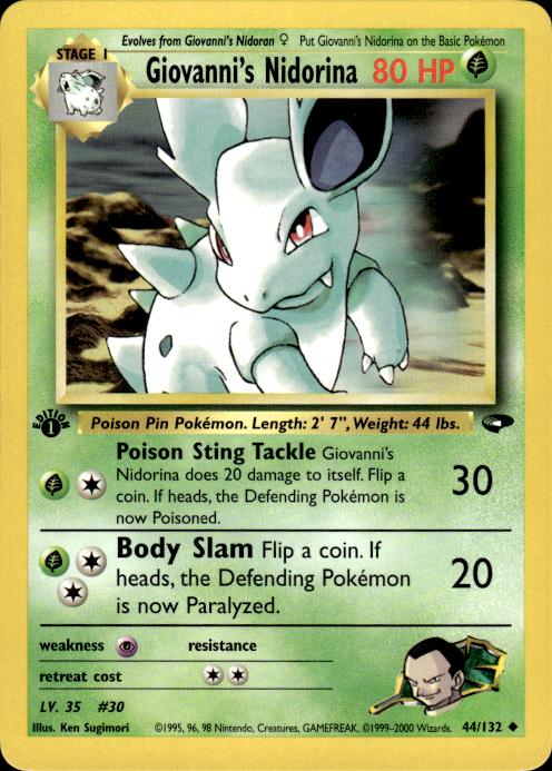Pokemon Giovanni's Nidorina 44/132 Gym Challenge Uncommon 1st Edition Near Mint