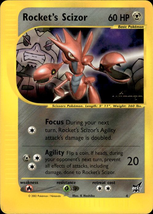Pokemon Rocket's Scizor 4 Best of Game WINNER Promo Near Mint