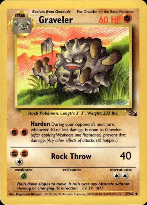 Pokemon Graveler 37/62 Fossil Uncommon Near Mint