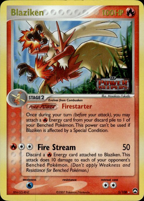 Blaziken 5/108 Rare Power Keepers Pokemon Reverse Holo Lightly Played