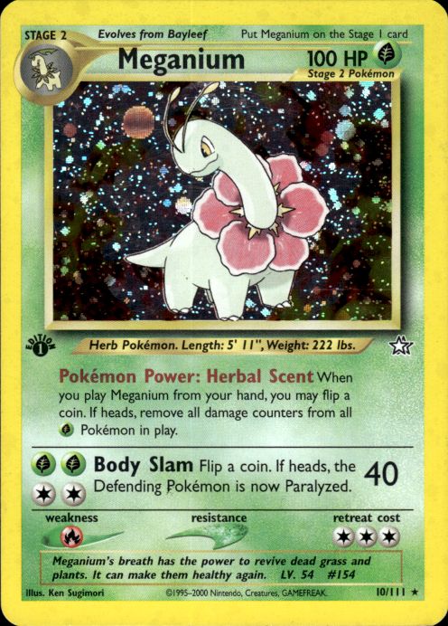Pokemon Meganium 10/111 Neo Genesis Holo Rare 1st Edition Lightly Played