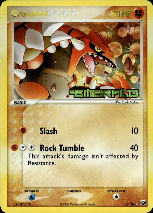 Groudon 5/106 Rare Emerald Pokemon Reverse Holo Lightly Played