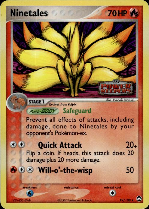 Ninetales 19/108 Rare Power Keepers Pokemon Reverse Holo Moderately Played