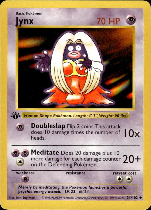 Pokemon Jynx 31/102 Base Set Uncommon 1st Edition Moderately Played