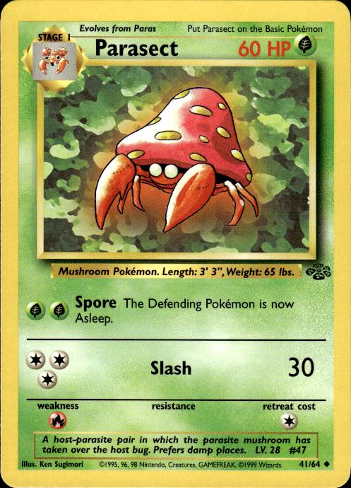Pokemon Parasect 41/64 Jungle Uncommon Near Mint