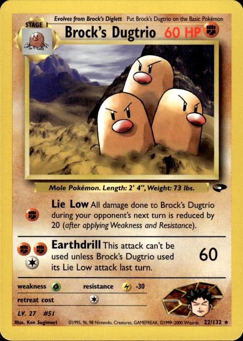 Pokemon Brock's Dugtrio 22/132 Gym Challenge Rare Near Mint