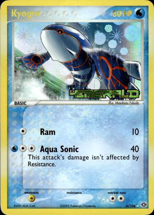 Kyogre 6/106 Rare Emerald Pokemon Reverse Holo Lightly Played