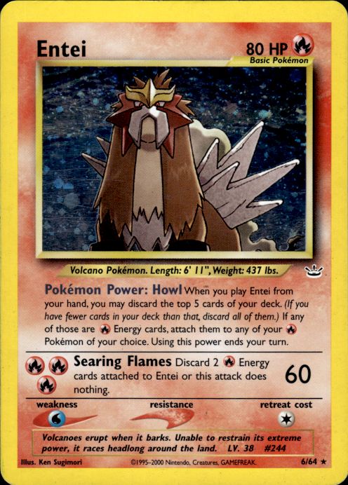 Pokemon Entei 6/64 Neo Revelation Holo Rare Heavily Played