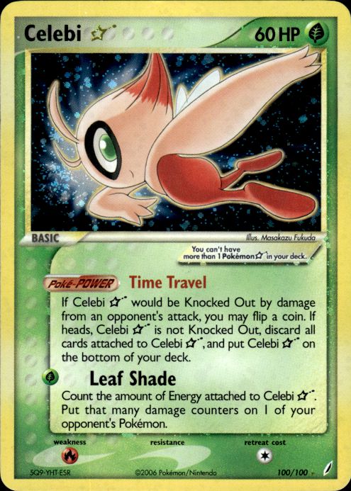 Celebi 100/100 Gold Star Crystal Guardians Pokemon Moderately Played