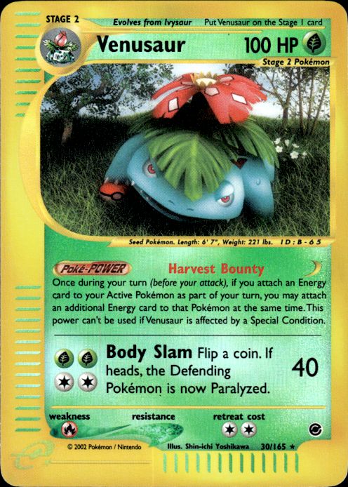 Pokemon Venusaur 30/165 Expedition Base Set Rare Reverse Holo Lightly Played