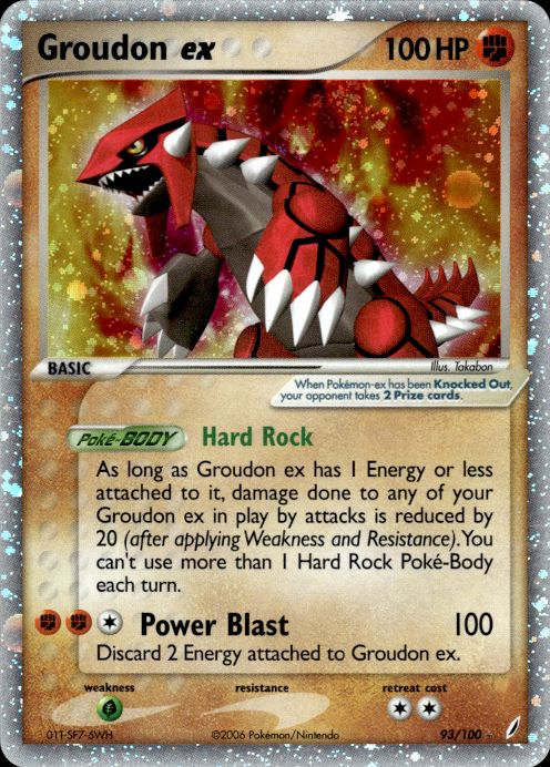 Groudon ex 93/100 Holo Rare EX Crystal Guardians Pokemon Moderately Played