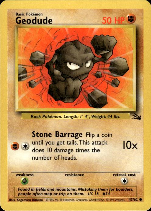 Pokemon Geodude 47/62 Fossil Common Near Mint