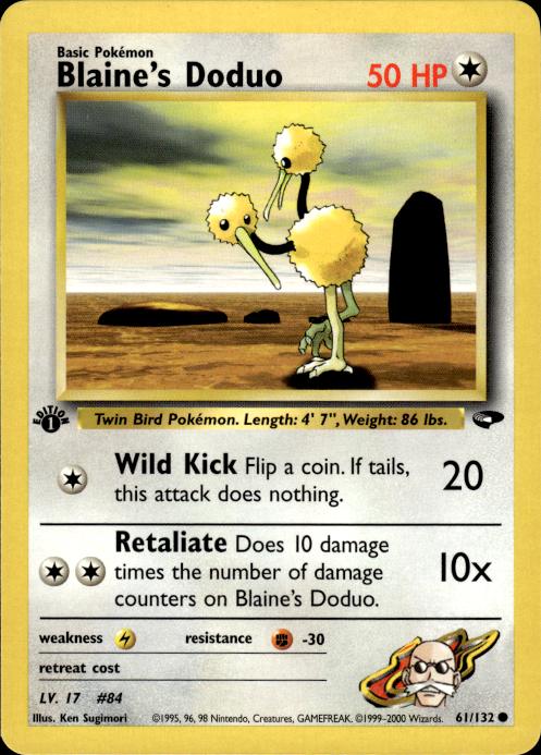 Pokemon Blaine's Doduo 61/132 Gym Challenge Common 1st Edition Near Mint