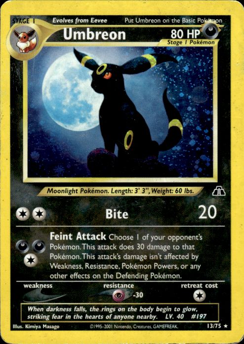 Pokemon Umbreon 13/75 Neo Discovery Holo Rare Heavily Played