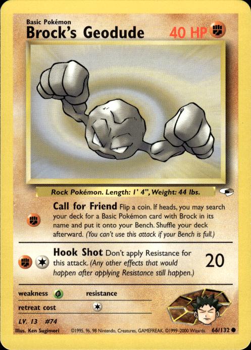 Pokemon Brock's Geodude 66/132 Gym Heroes Common Near Mint