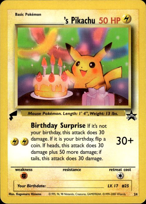 Pokemon Birthday Pikachu World Collection ENGLISH Promo Near Mint
