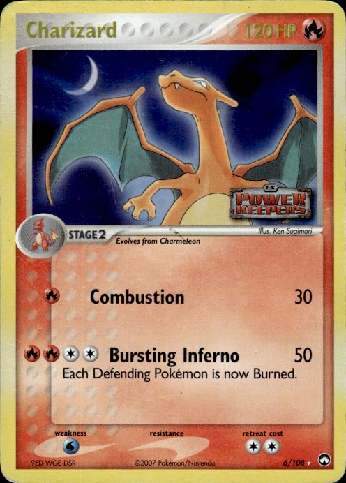 Charizard 6/108 Rare Power Keepers Pokemon Reverse Holo Heavily Played - Dented