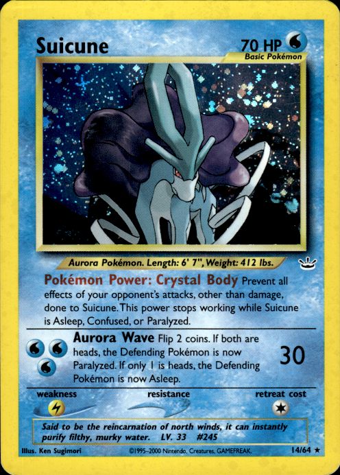 Pokemon Suicune 14/64 Neo Revelation Holo Rare Heavily Played