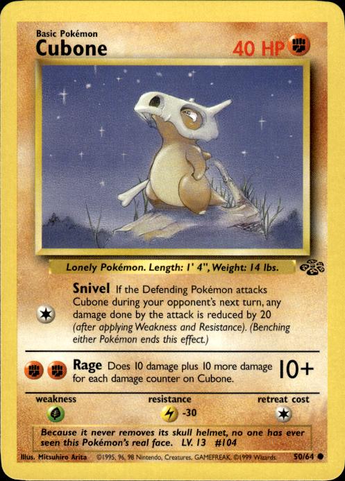 Pokemon Cubone 50/64 Jungle Common Near Mint