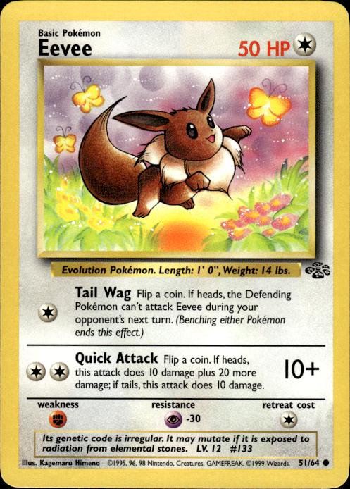 Pokemon Eevee 51/64 Jungle Common Near Mint