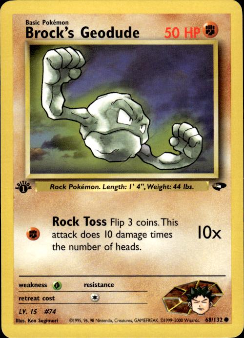 Pokemon Brock's Geodude 68/132 Gym Challenge Common 1st Edition Near Mint