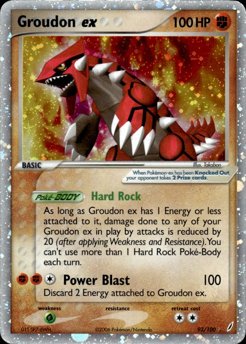 Groudon ex 93/100 EX Crystal Guardians Pokemon Heavily Played - Creased
