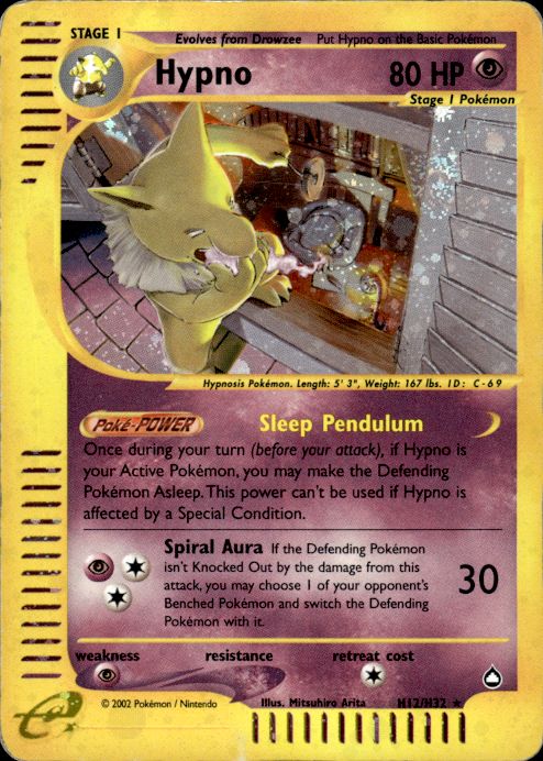 Pokemon Hypno H12/H32 Aquapolis Holo Rare Heavily Played - Creased