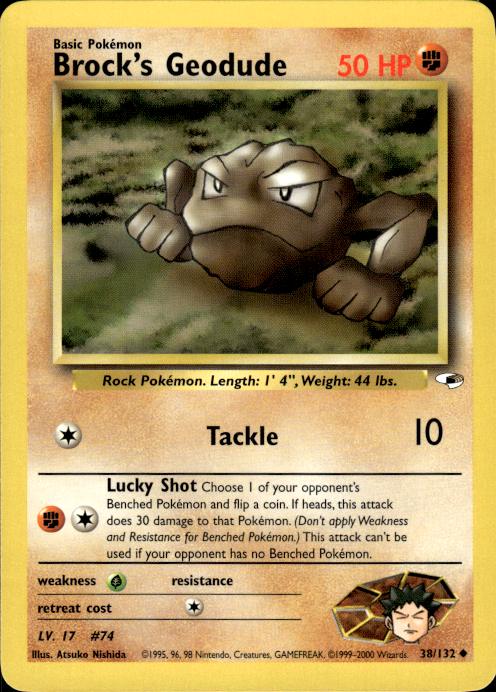 Pokemon Brock's Geodude 38/132 Gym Heroes Uncommon Near Mint