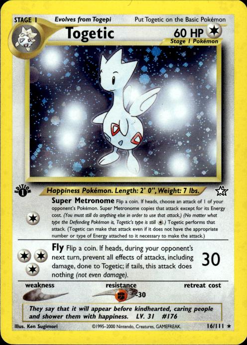 Pokemon Togetic 16/111 Neo Genesis Holo Rare 1st Edition Lightly Played