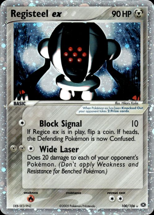 Registeel ex 100/106 Holo Rare EX Emerald Pokemon Heavily Played