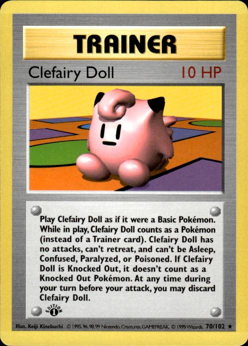 Pokemon Clefairy Doll 70/102 Base Set Rare 1st Edition Lightly Played
