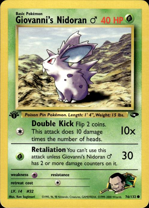 Pokemon Giovanni's Nidoran M 76/132 Gym Challenge Common 1st Edition Near Mint