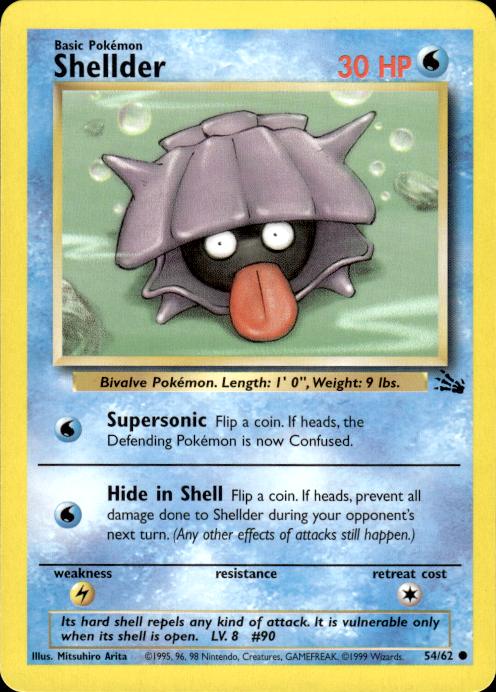 Pokemon Shellder 54/62 Fossil Common Near Mint