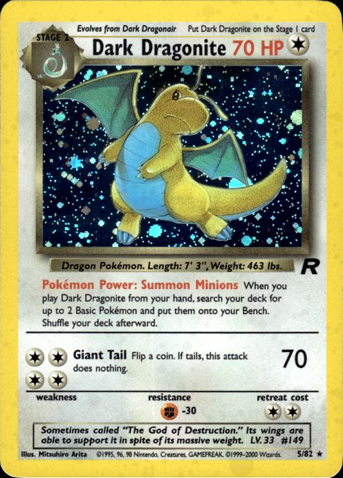 Pokemon Dark Dragonite 5/82 Team Rocket Holo Rare Lightly Played