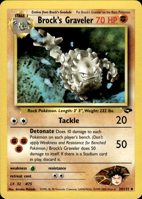 Pokemon Brock's Graveler 34/132 Gym Challenge Uncommon Near Mint
