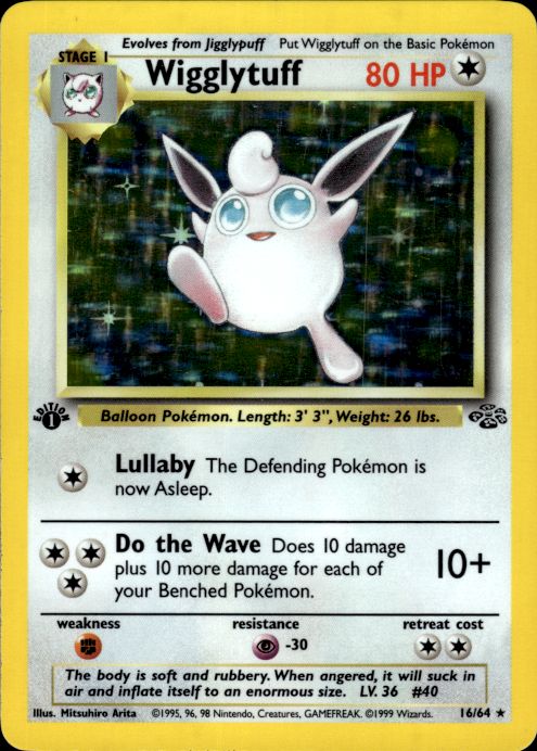 Pokemon Wigglytuff 16/64 Jungle Holo Rare 1st Edition Moderately Played