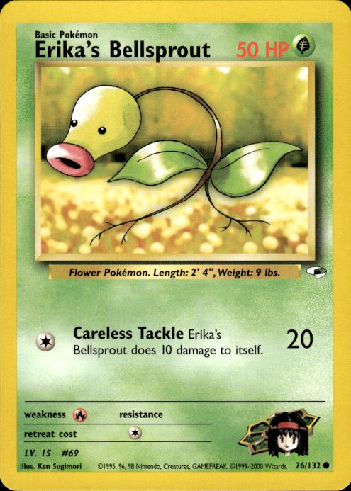 Pokemon Erika's Bellsprout 76/132 Gym Heroes Common Near Mint