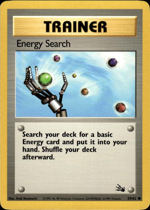 Pokemon Energy Search 59/62 Fossil Common Near Mint