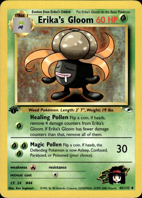 Pokemon Erika's Gloom 45/132 Gym Heroes Uncommon 1st Edition Near Mint
