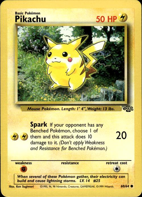 Pokemon Pikachu 60/64 Jungle Common Near Mint