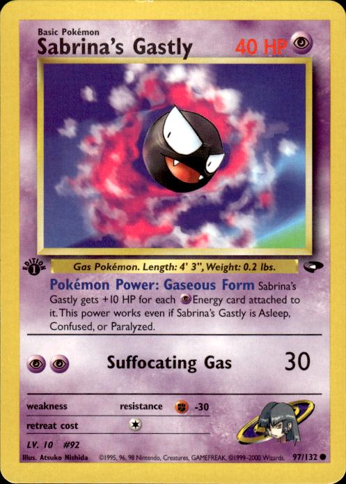 Pokemon Sabrina's Gastly 97/132 Gym Challenge Common 1st Edition Near Mint