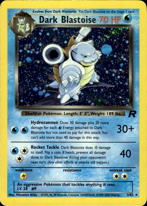 Pokemon Dark Blastoise 3/82 Team Rocket Holo Rare Lightly Played