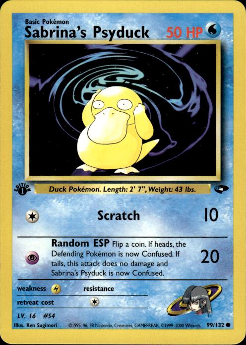 Pokemon Sabrina's Psyduck 99/132 Gym Challenge Common 1st Edition Near Mint