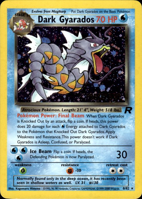 Pokemon Dark Gyarados 8/82 Team Rocket Holo Rare Lightly Played