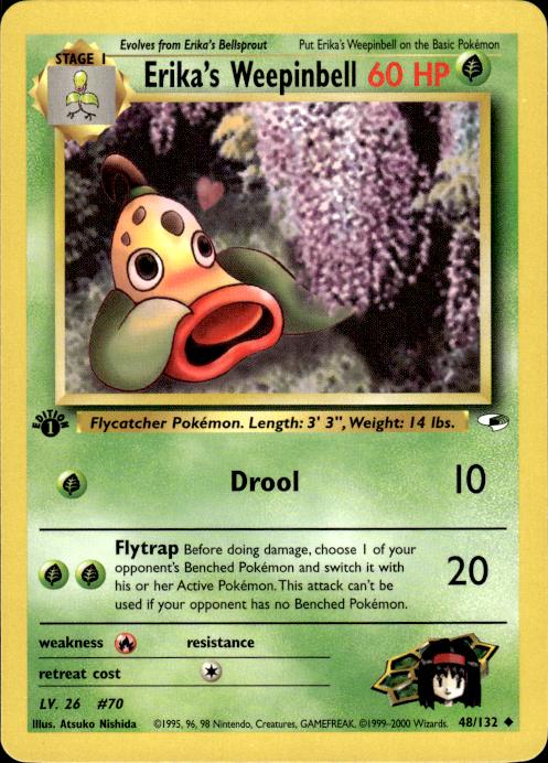 Pokemon Erika's Weepinbell 48/132 Gym Heroes Uncommon 1st Edition Near Mint