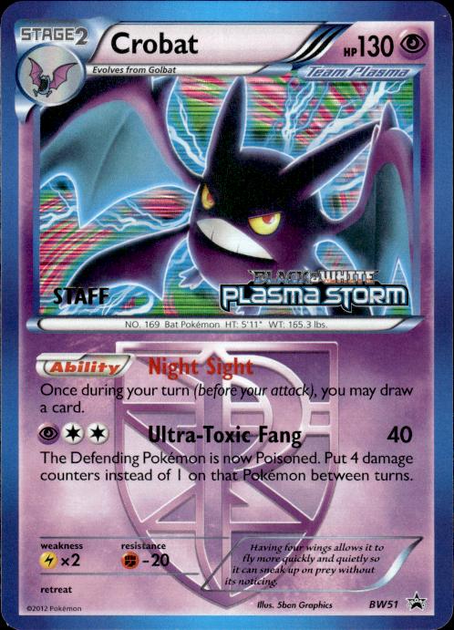 Pokemon STAFF STAMP Crobat BW51 BW Black Star Promo Lightly Played