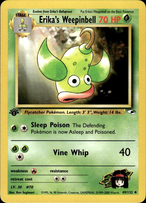 Pokemon Erika's Weepinbell 49/132 Gym Heroes Uncommon 1st Edition Near Mint